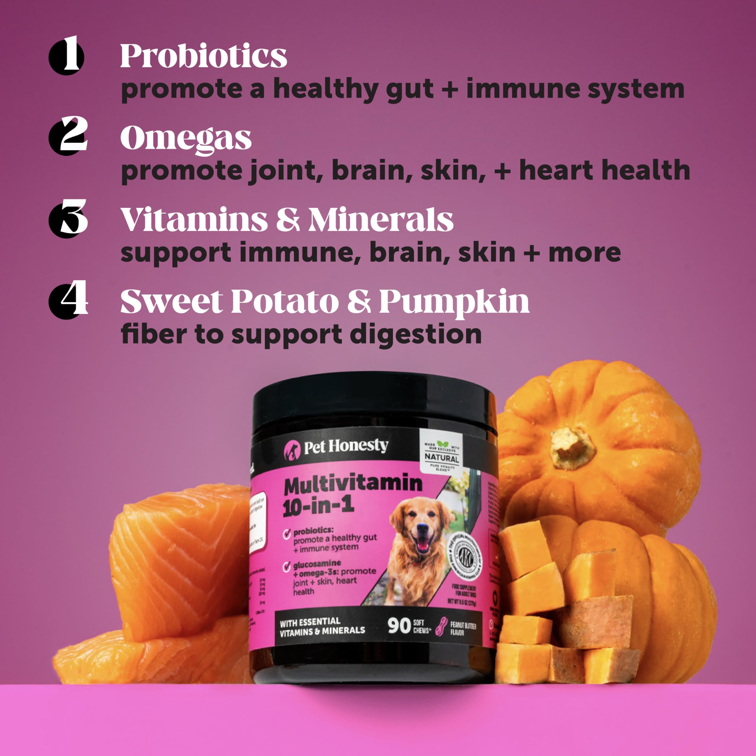 Pet Honesty probióticos para perros, mejora digestiva natural.