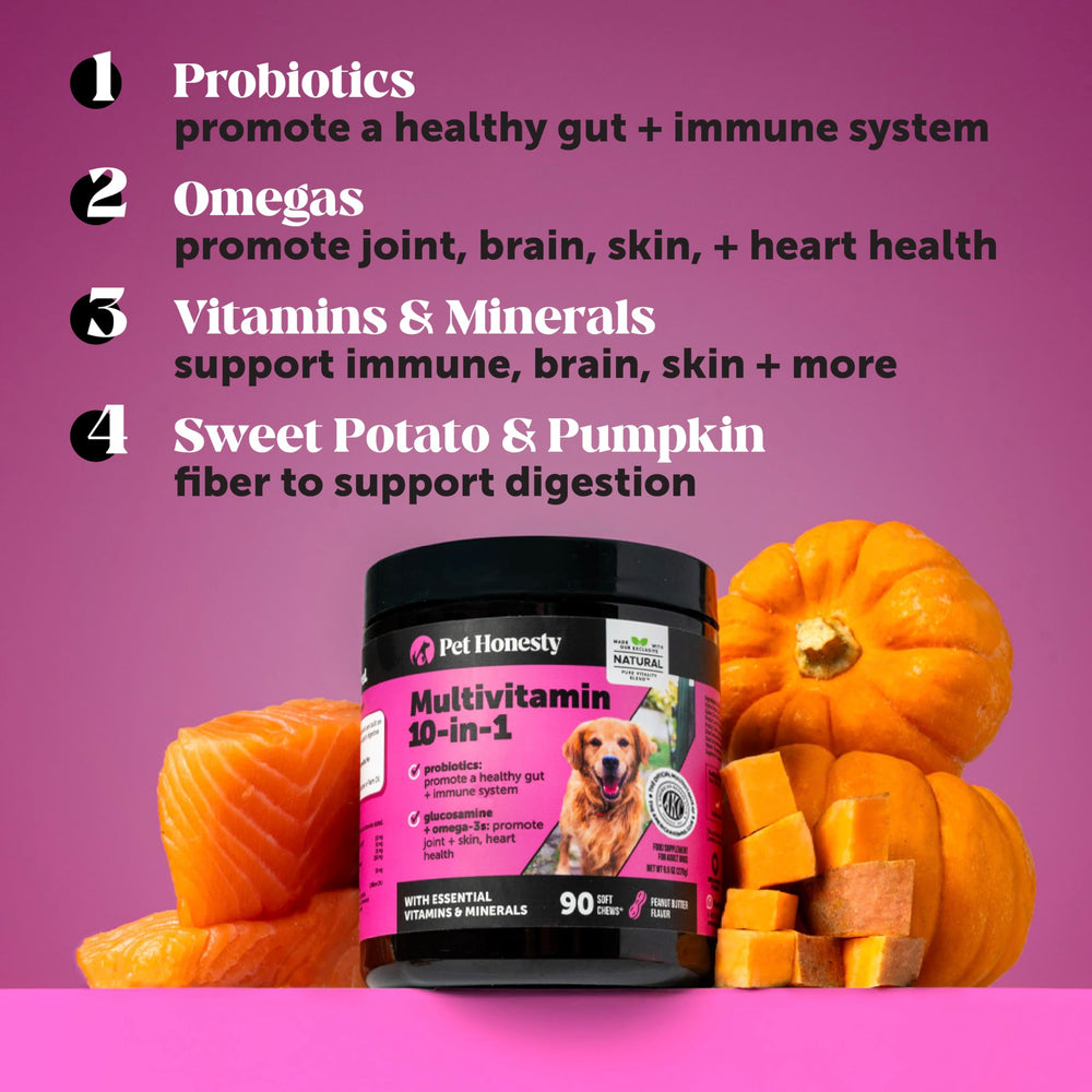Pet Honesty probióticos para perros, mejora digestiva natural.