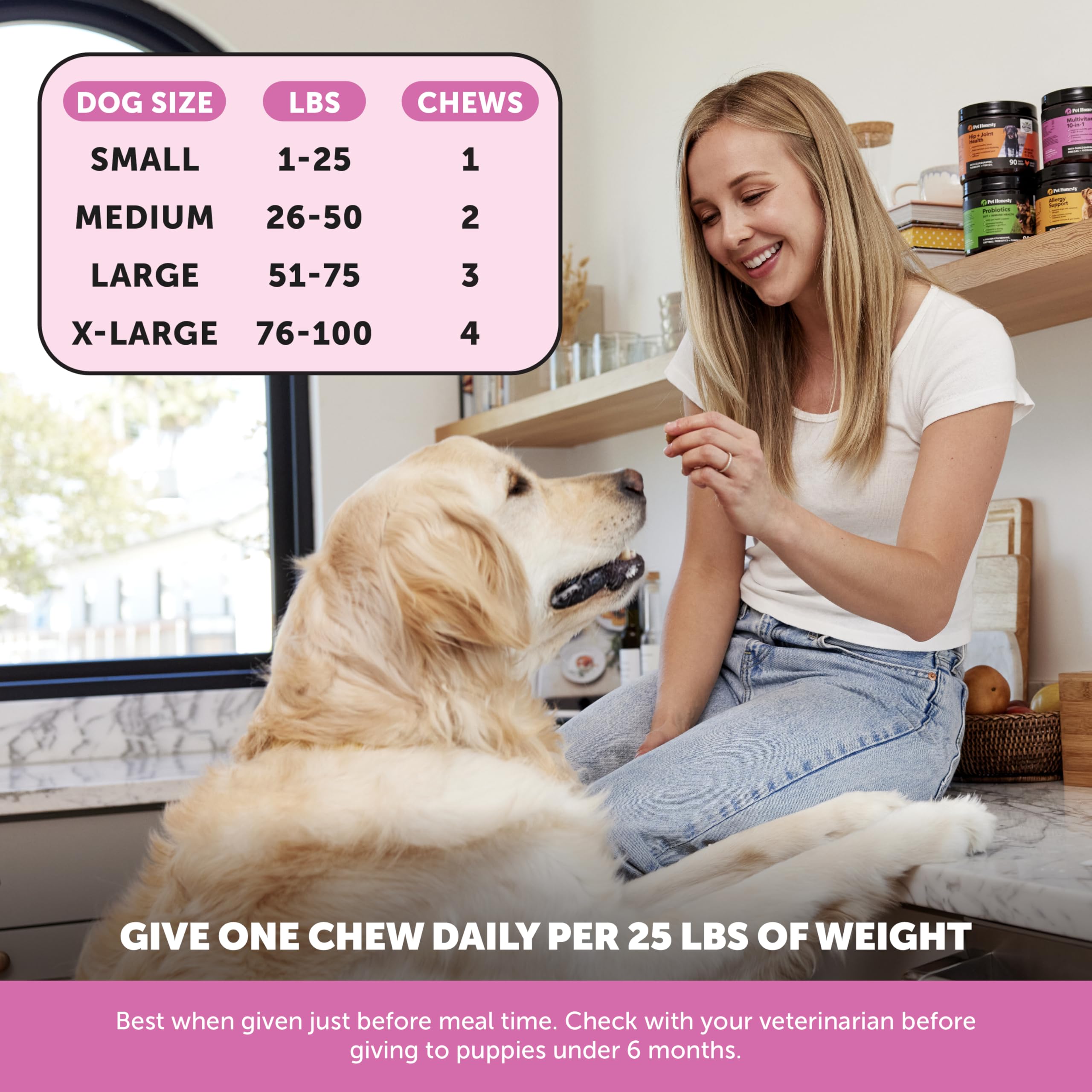 Pet Honesty sabor pollo para perros, complemento sabroso.