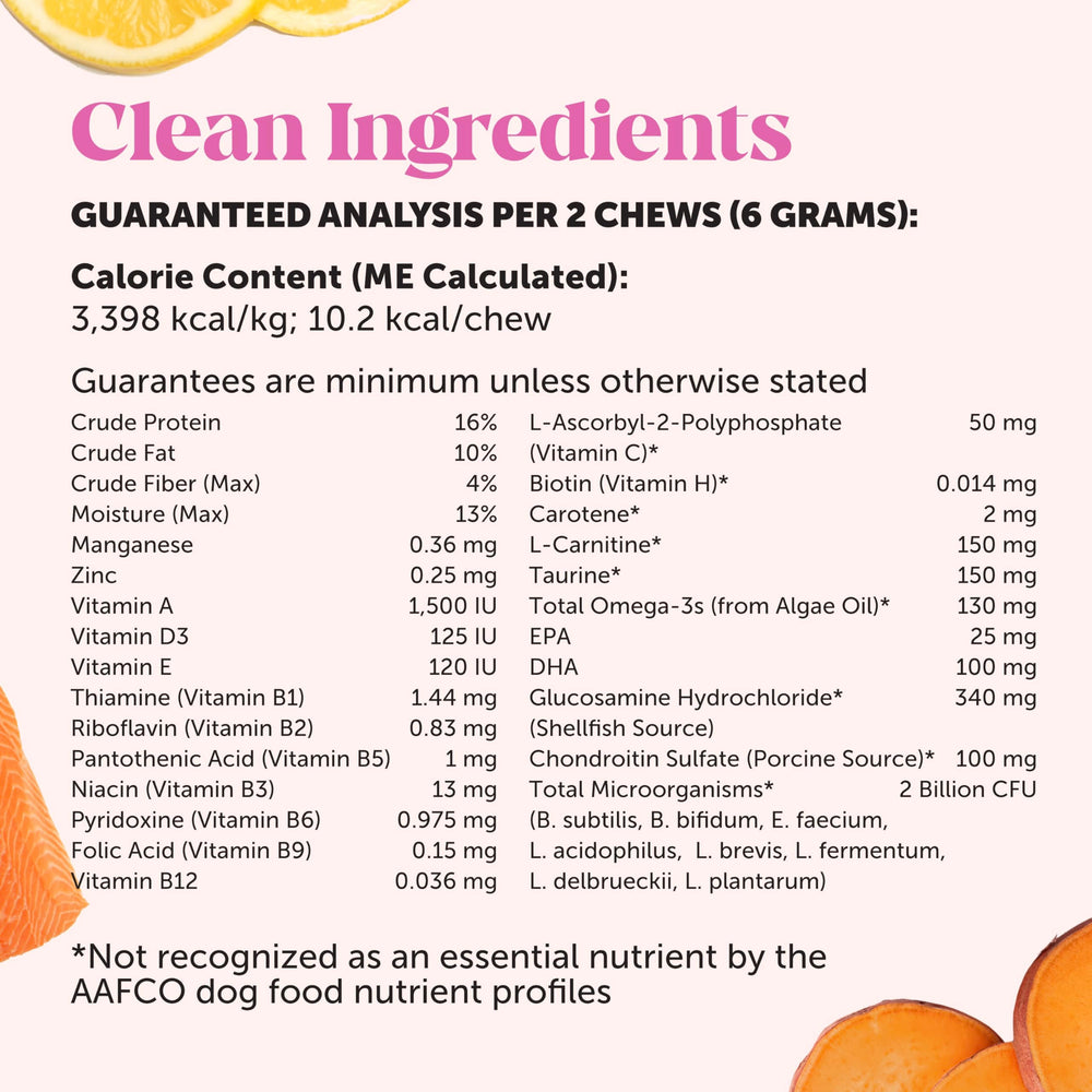 Pet Honesty Senior Dog Multivitamin, sabor pato, fácil de incorporar a la rutina.