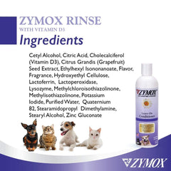Pet King Brands ZYMOX acondicionador sin enjuague, acabado ligero y no graso en piel y pelaje.