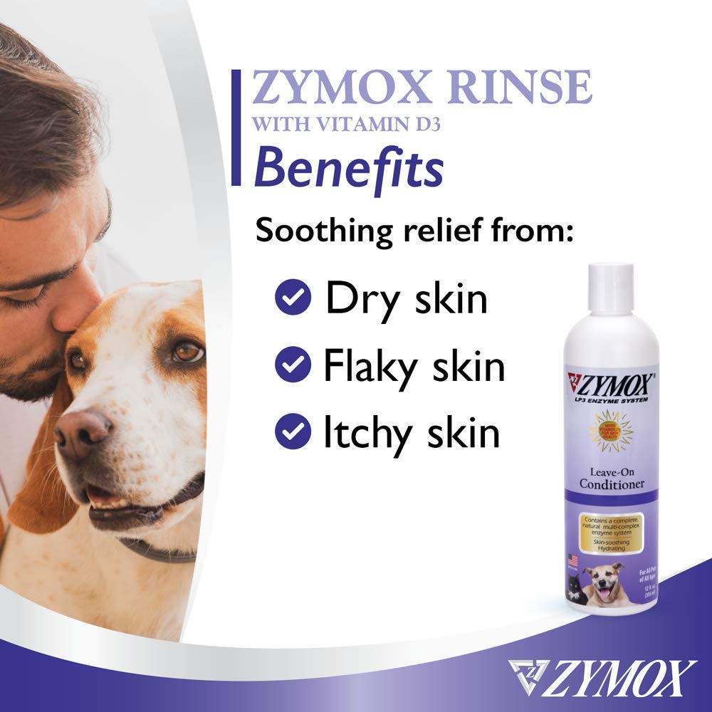 Pet King Brands ZYMOX acondicionador sin enjuague, aplicación en la mascota tras baño para pelaje suave.