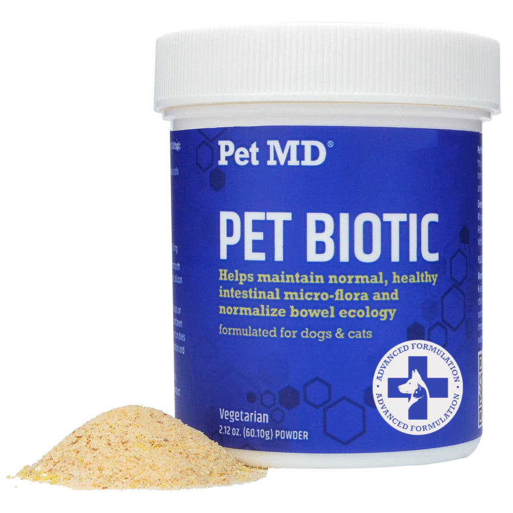 Pet MD Biotic Probiotics: frasco de polvo para perros y gatos, soporte digestivo