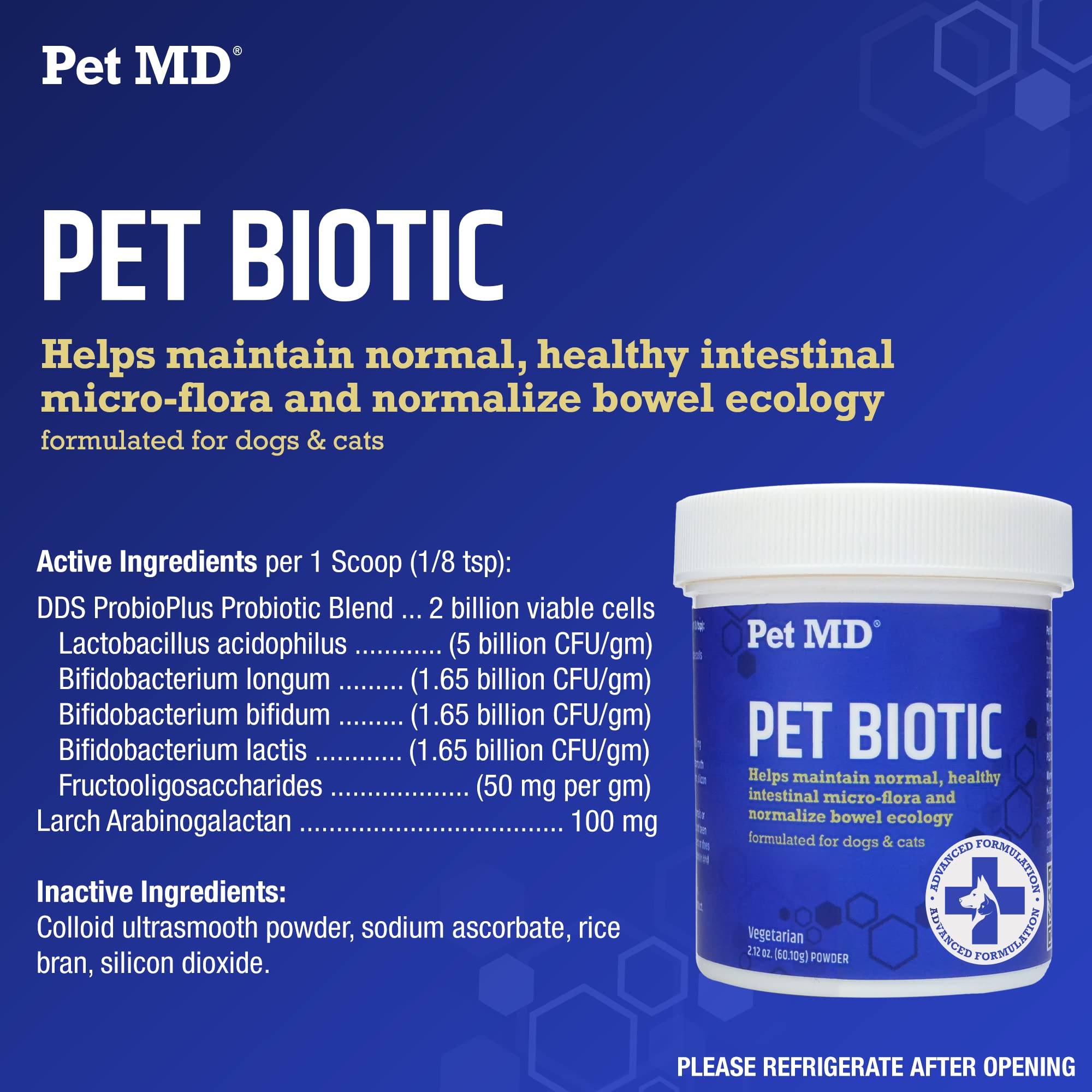 Pet MD Biotic Probiotics: mezcla de fibra prebiótica para apoyar el tránsito intestinal