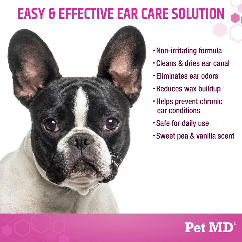 Pet MD Otic-Clean contiene ácido salicílico para remover piel muerta y suciedad.