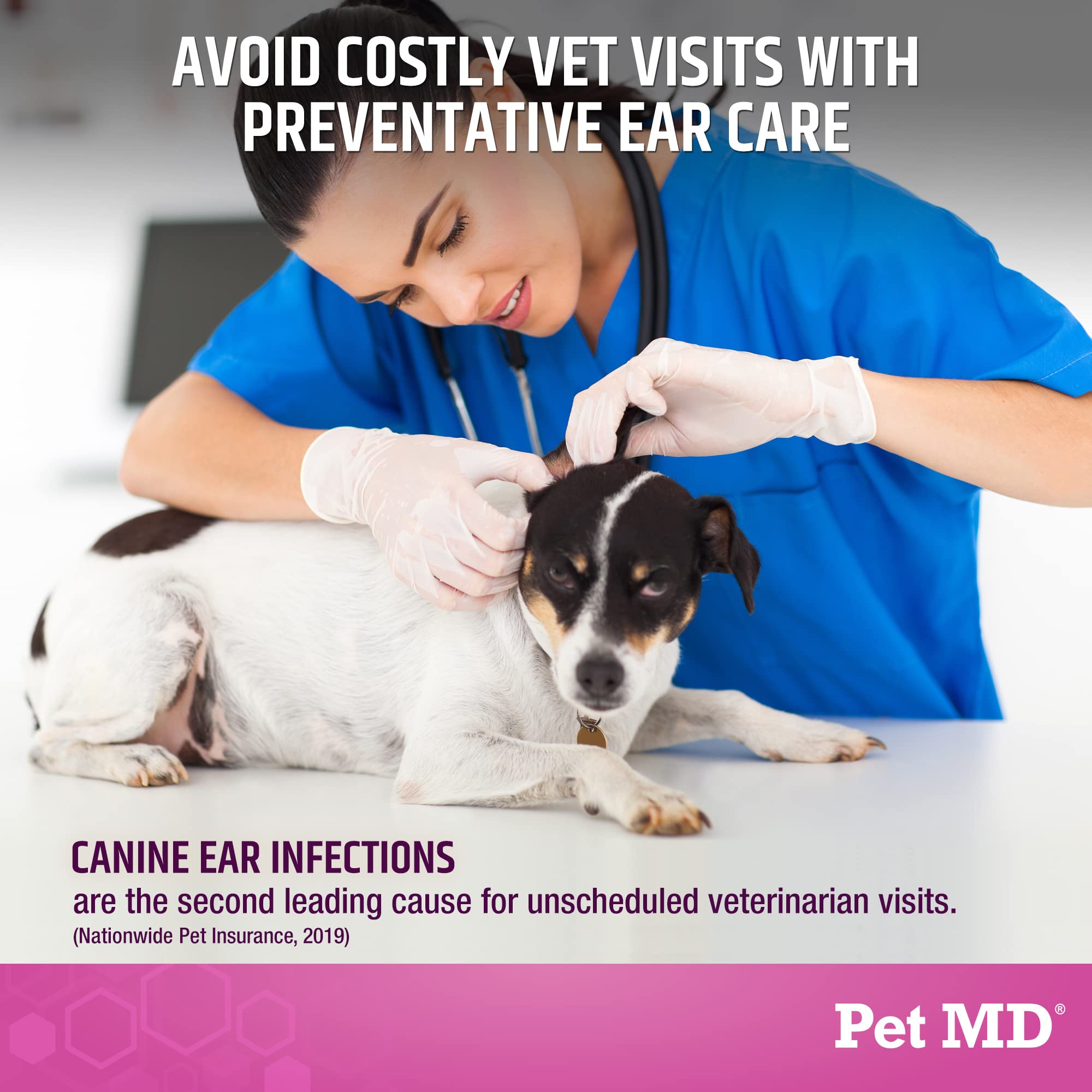 Pet MD Otic-Clean cuidado de orejas para perros y gatos con uso diario.