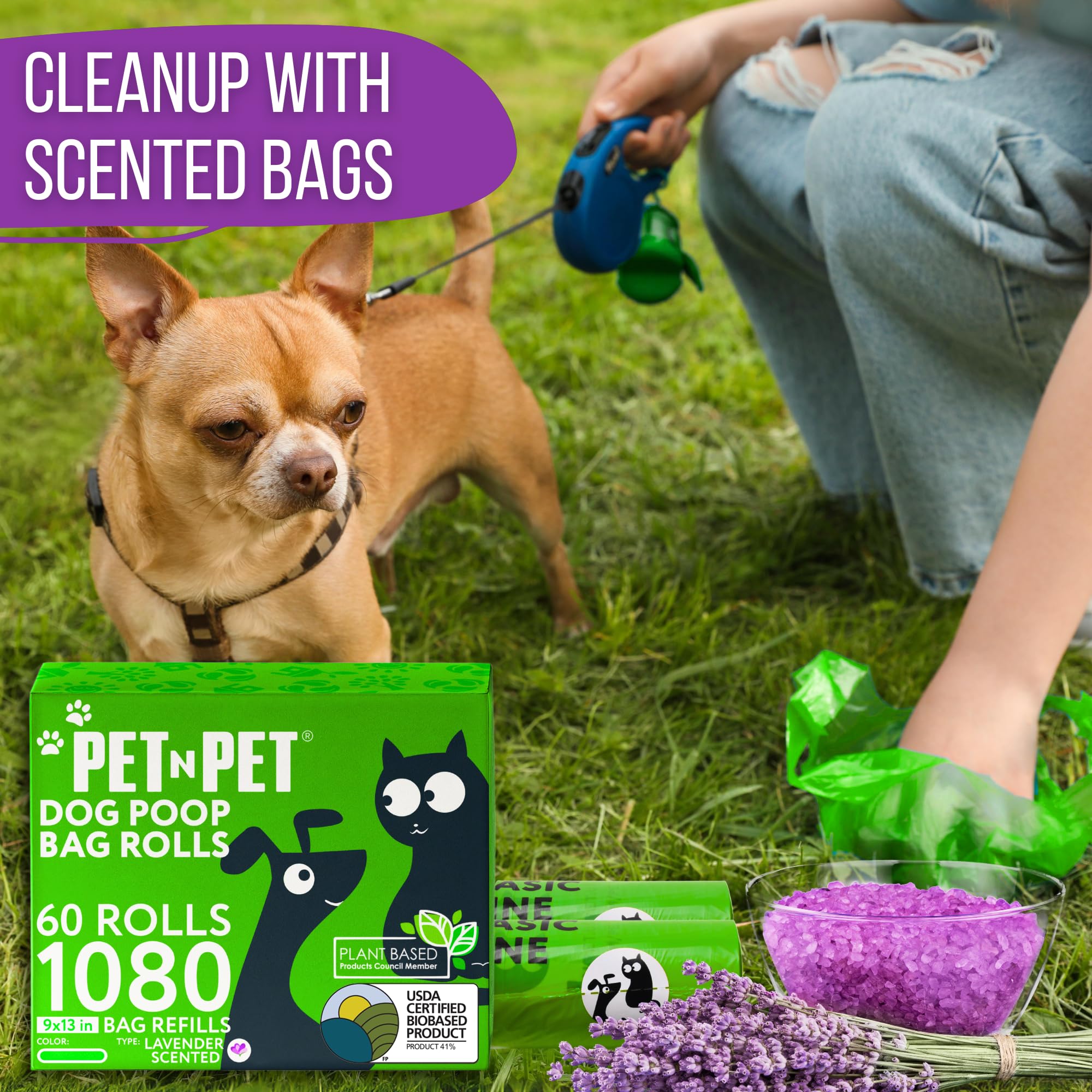 Bolsas PET N PET compatibles con dispensadores, útiles en paseos.