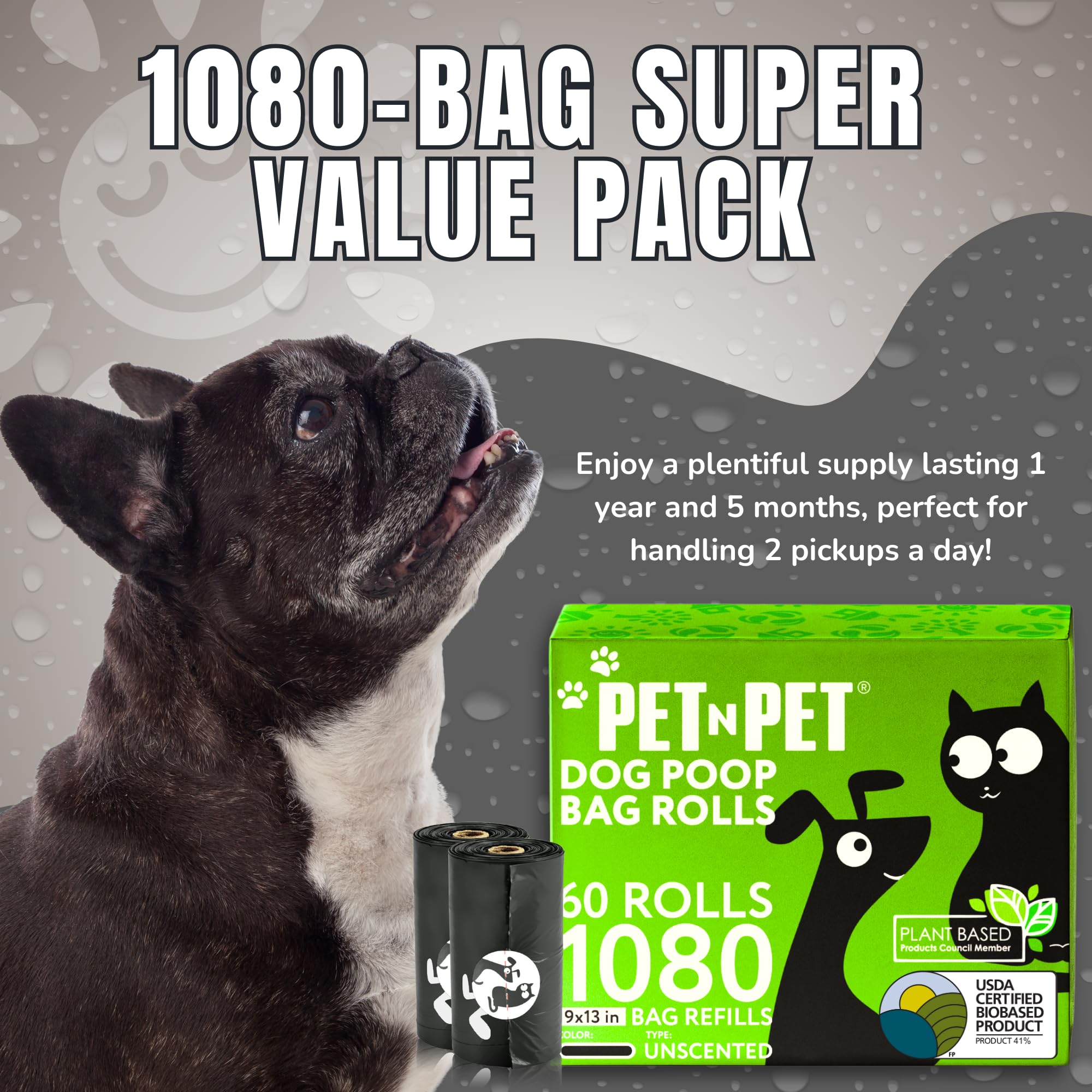 PET N PET bolsas sin aroma para paseos neutros.