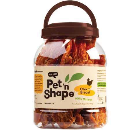 Pet 'n Shape Chik 'n Breast Jerky, cierre hermético reutilizable para frescura.