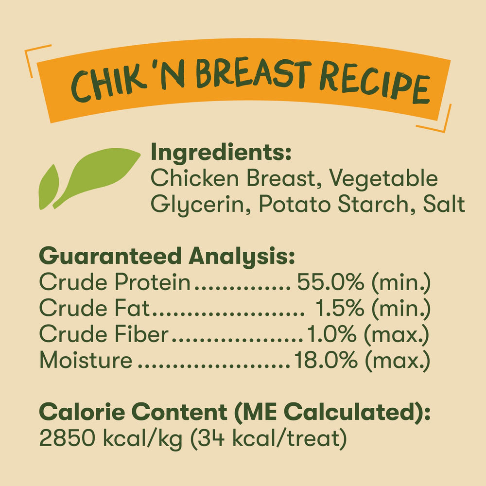 Pet 'n Shape Chik 'n Breast Jerky, probado en laboratorio en EE. UU.