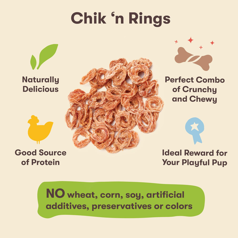 Chik 'n Rings sirve como recompensa de entrenamiento para perros.