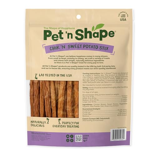 Pet 'n Shape Chik 'n Sweet Potato Stix, porciones para entrenamiento fáciles de dividir