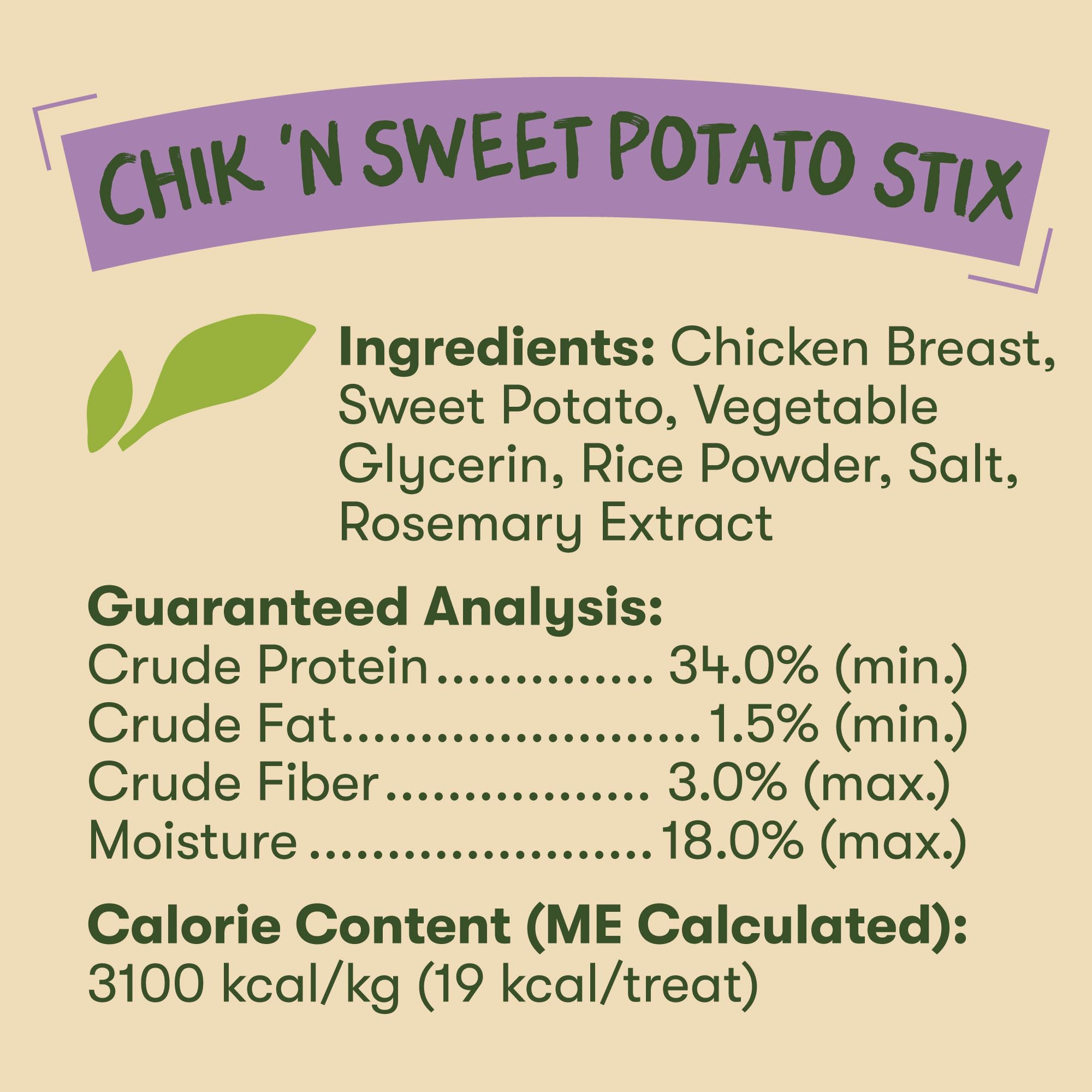 Pet 'n Shape Chik 'n Sweet Potato Stix, proteína magra y batata para energía