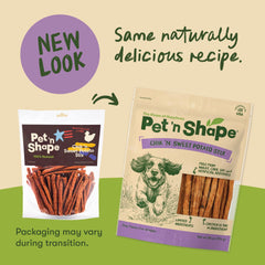 Pet 'n Shape Chik 'n Sweet Potato Stix, sin trigo, soja ni maíz