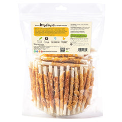 Pet 'n Shape Hide Twists: pollo envuelto en piel de res, textura crocante para morder y disfrutar.
