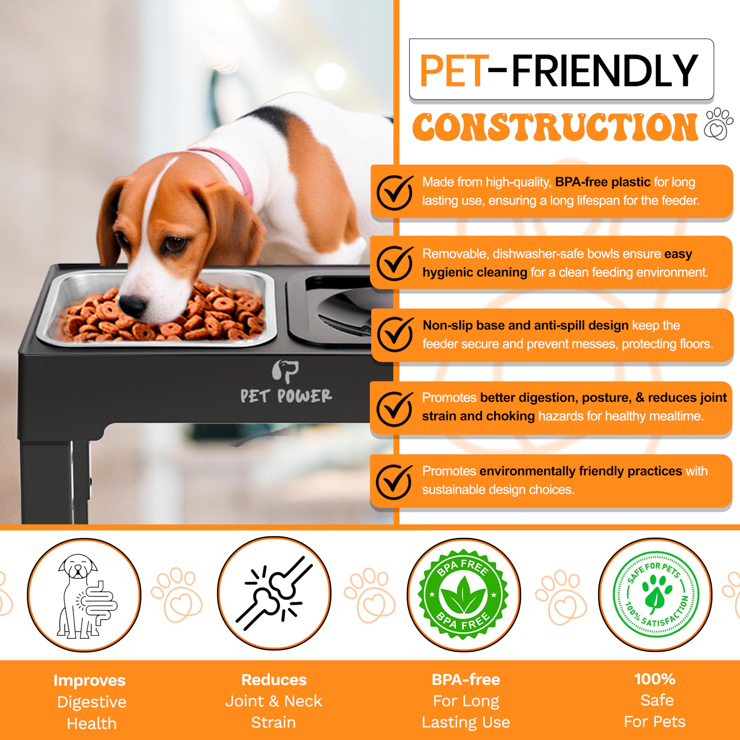 PET POWER solución de alimentación limpia para áreas de comida en casa.