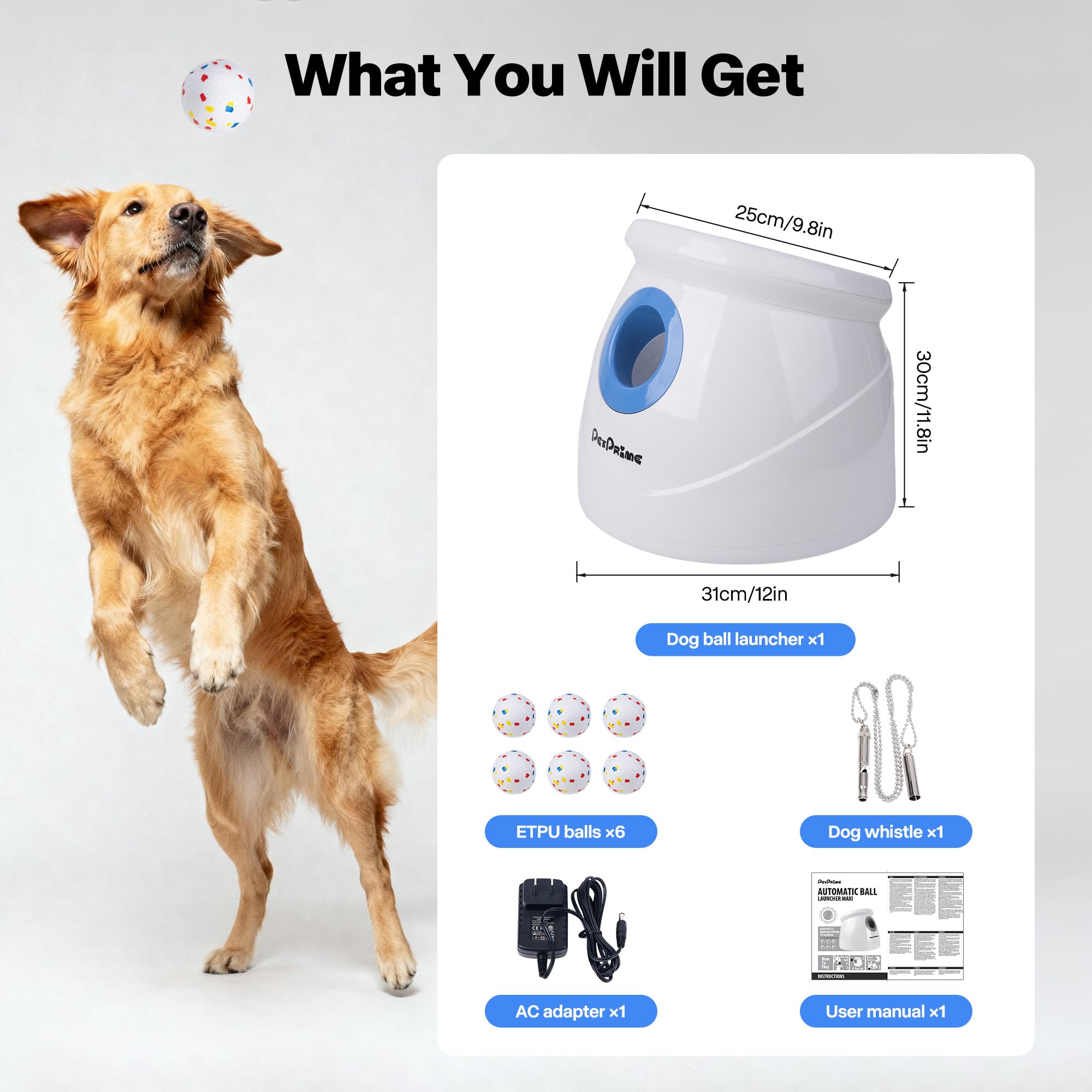 Accesorios incluidos silbato y cargador para Pet Prime