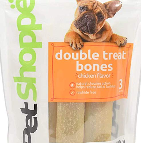 PET SHOPPE hueso doble de pollo, interior con textura doble, ideal para masticar y reforzar el entrenamiento