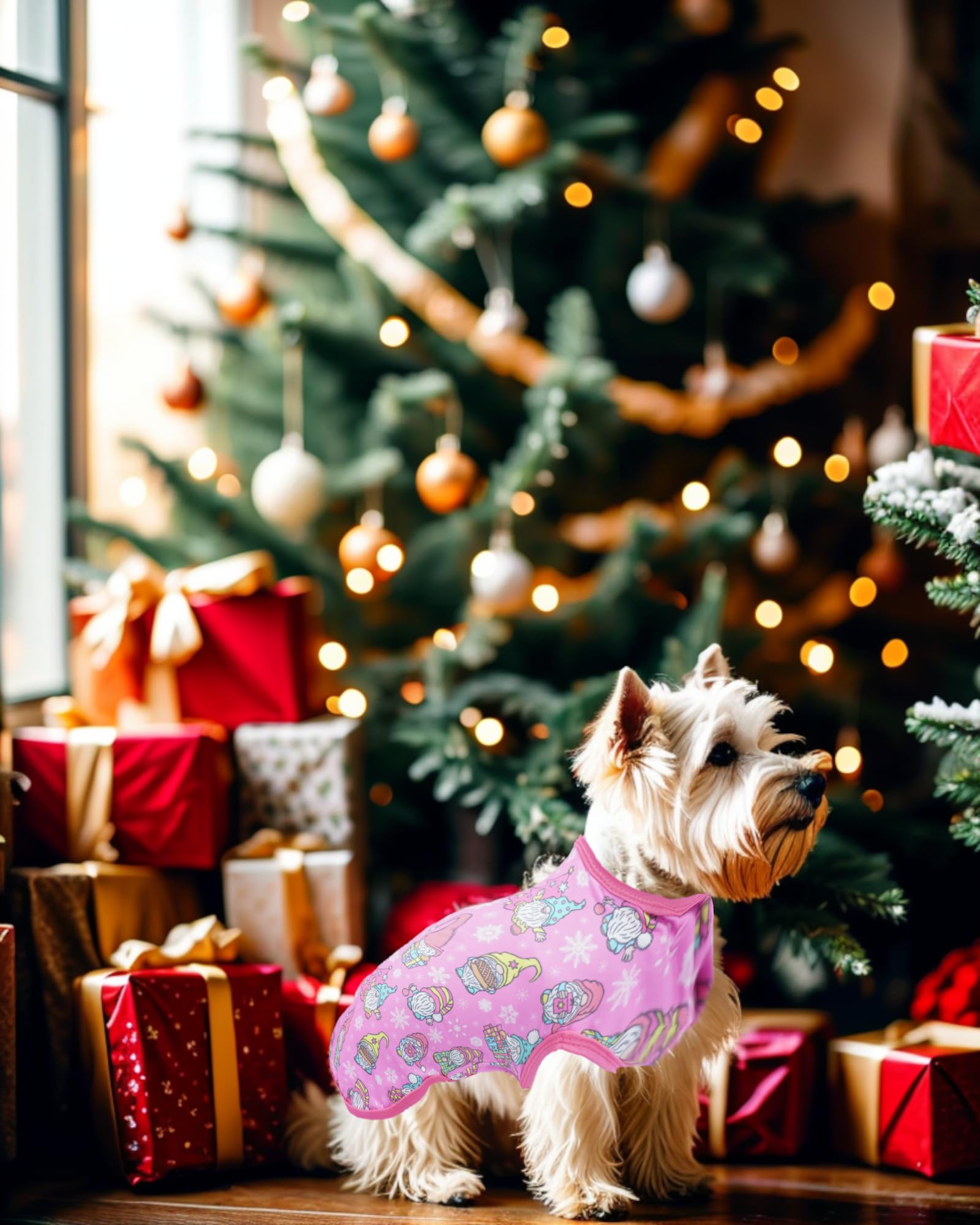 Camiseta navidad gnomo PET SHOW para perros grandes, ideal para eventos temáticos
