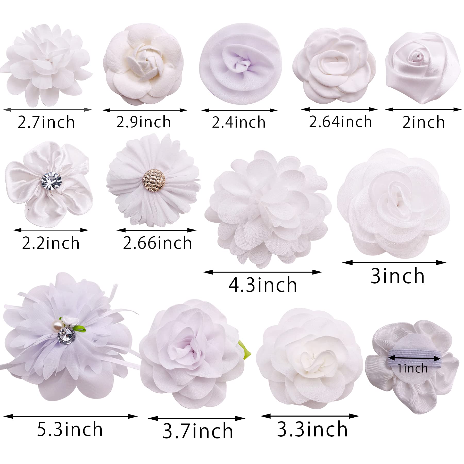 PET SHOW flores para collar blanco, añaden detalle suave para eventos.