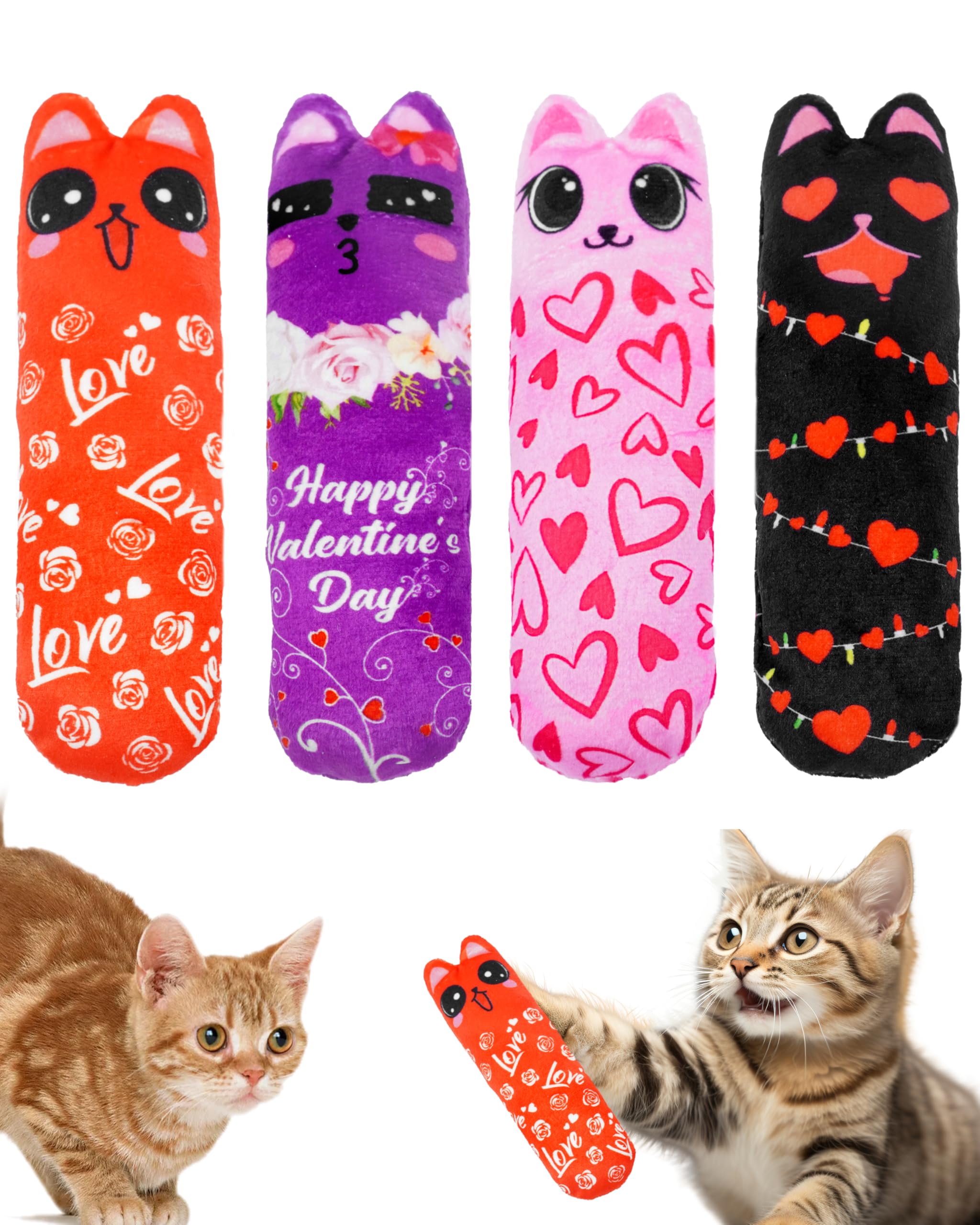 PET SHOW juguete de felpa con corazones para gatos, ideal para juego activo.