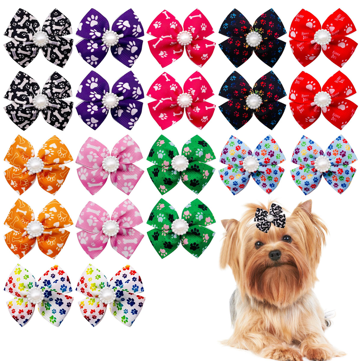 PET SHOW lazo para pelo con pinza cocodrilo y diseño de hueso, ideal para lucir diario