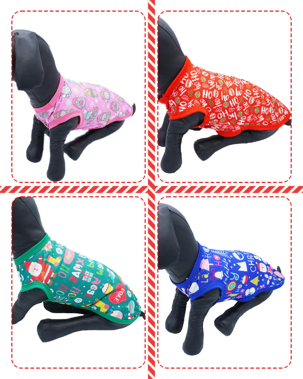 Pack de 4 camisetas navideñas PET SHOW para perros grandes con 4 diseños diferentes