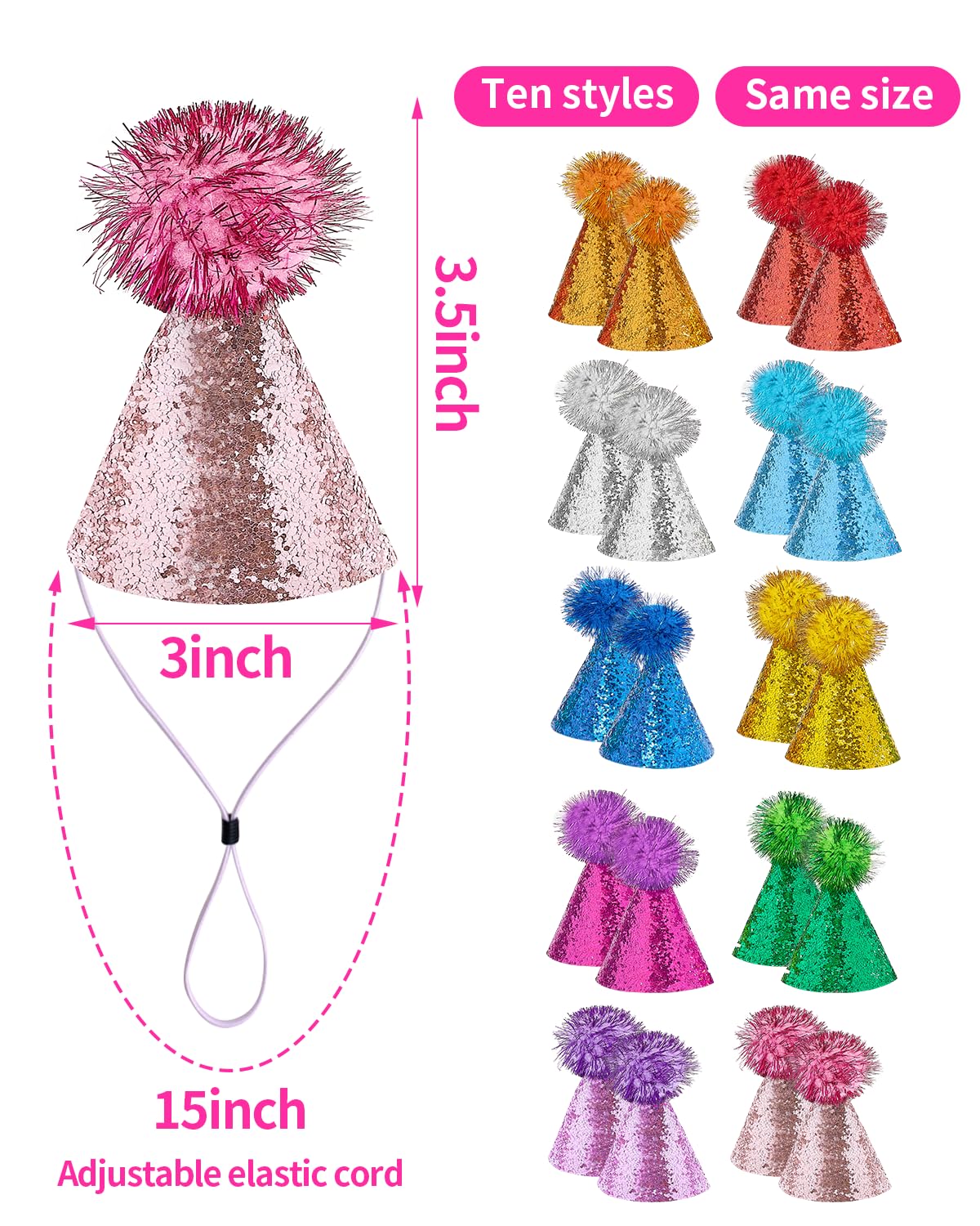PET SHOW sombrero mini brilloso para aspecto llamativo en eventos.