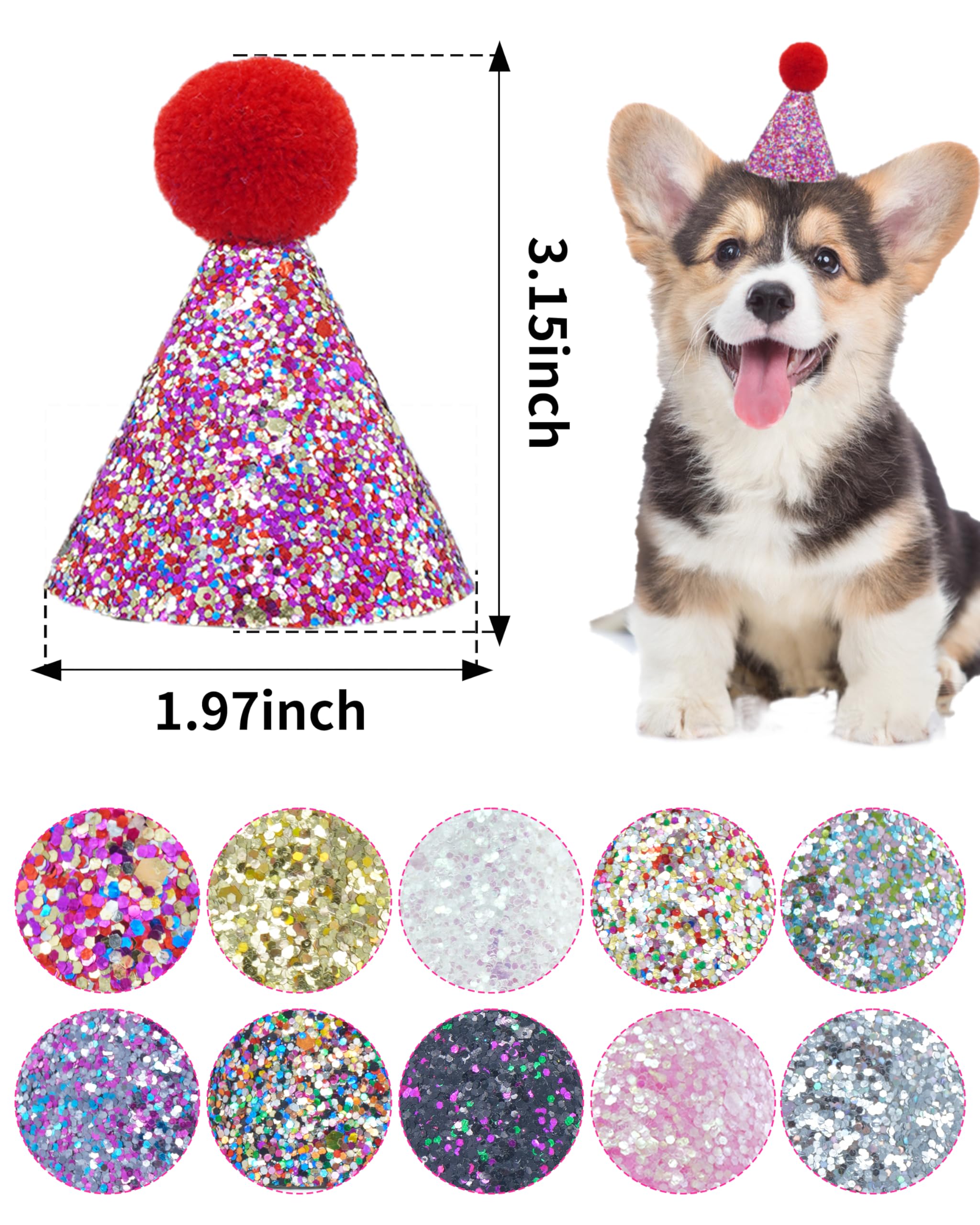 PET SHOW sombrero mini-perro negro con lentejuelas; ideal para retratos festivos