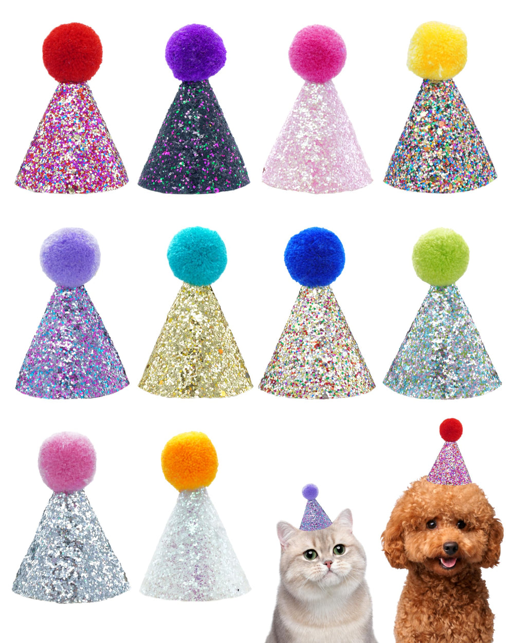 PET SHOW sombrero mini-perro rojo con lentejuelas; perfecto para fiestas y fotos