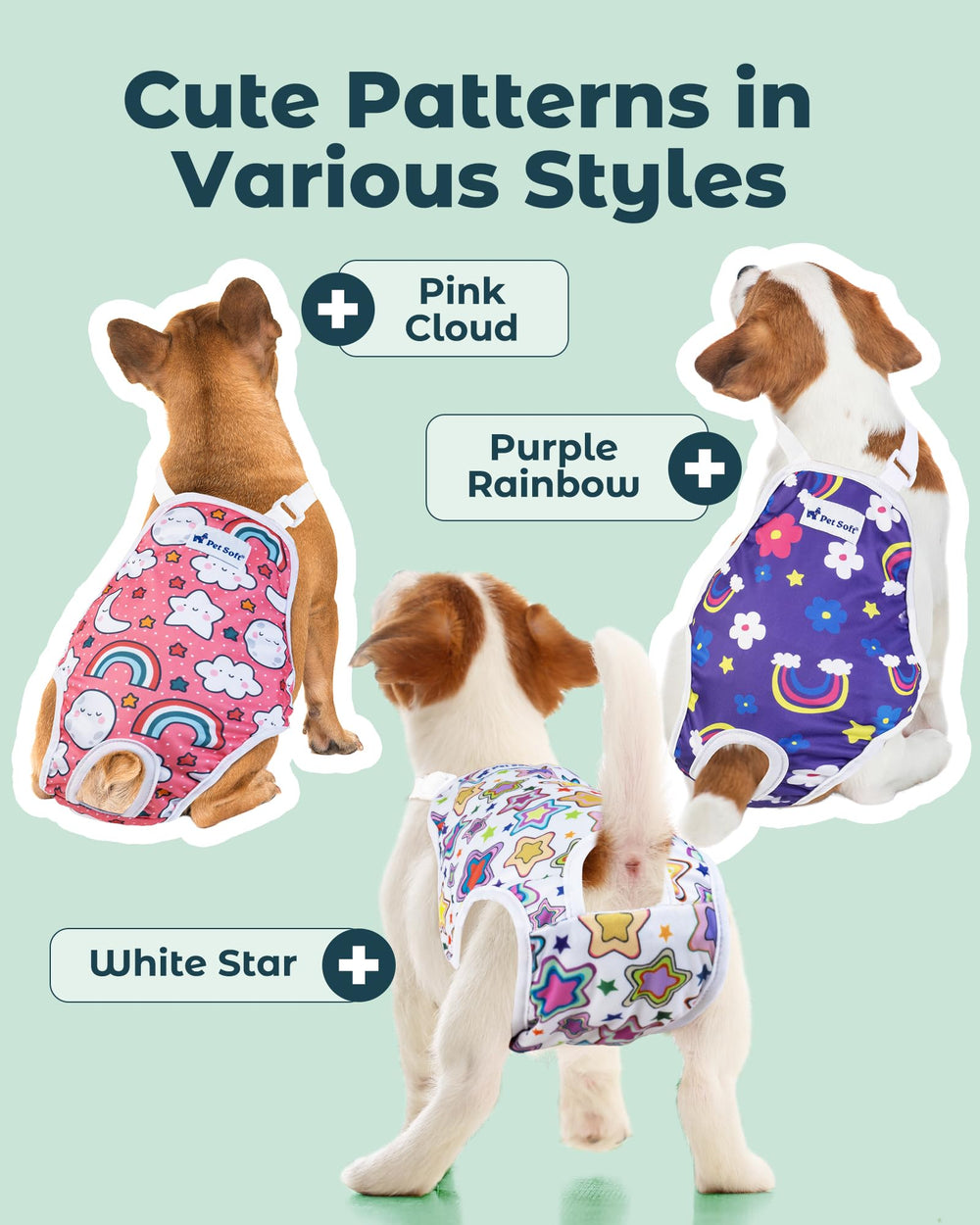 Pañales Pet Soft con diseño estrella para estilo y confort en paseos.