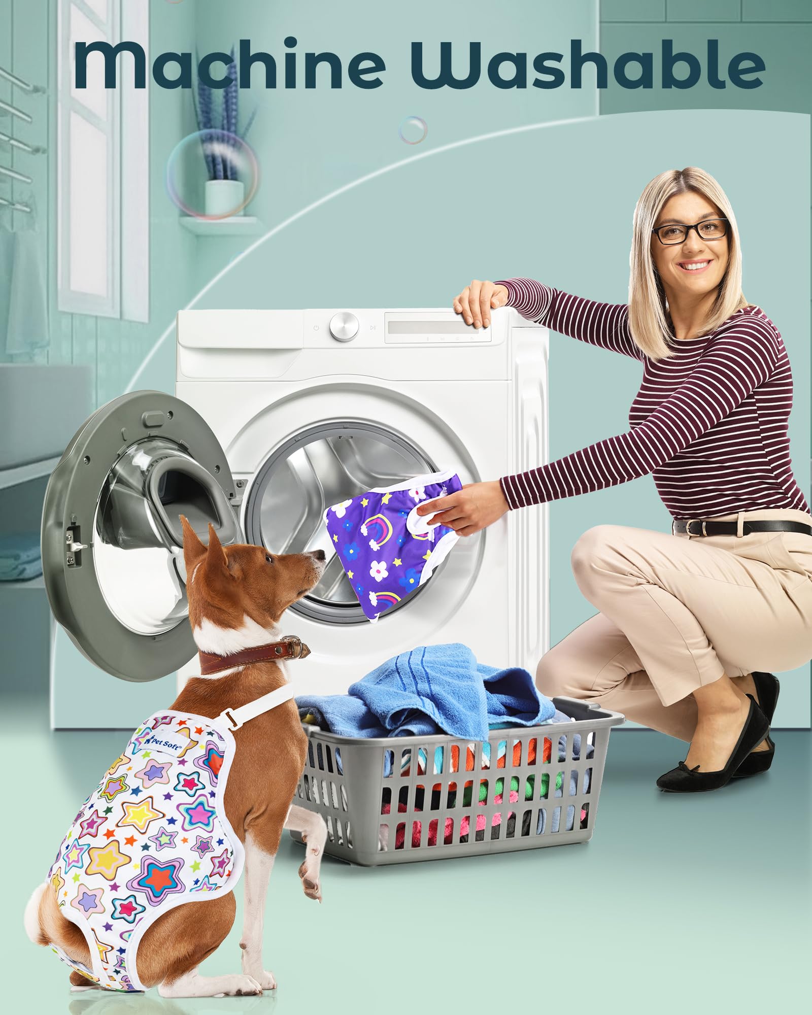 Pet Soft pañales lavables con costuras reforzadas para durabilidad.