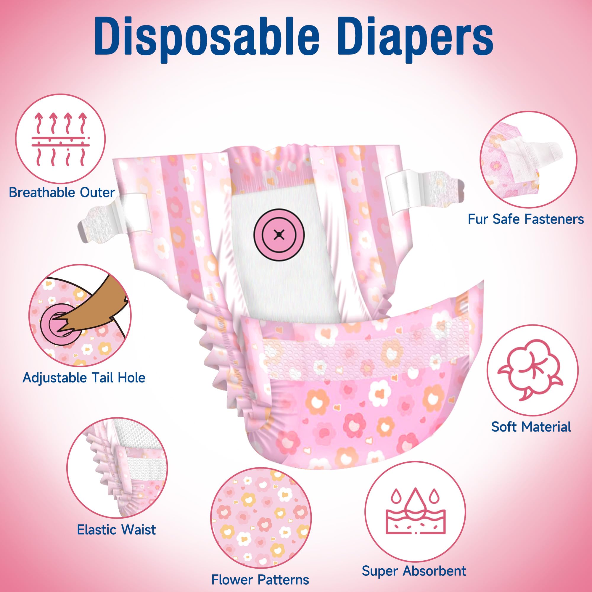 Pañal para perro femenino Pet Soft con cierre elástico suave.