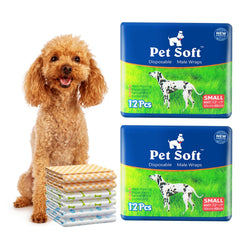 Pet Soft pañales desechables macho, patrones mixtos, protección suave para cachorros pequeños.