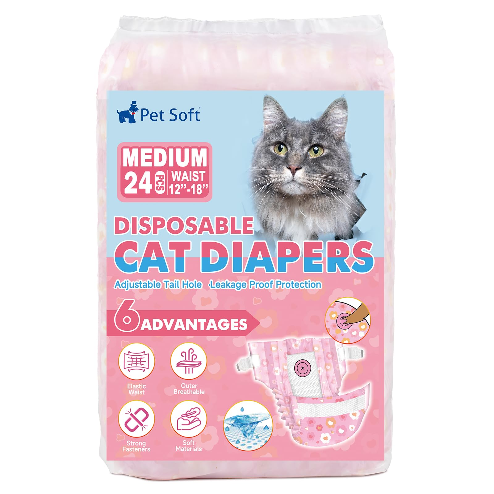 Pet Soft panales gato diseño floral ideal para uso diario.