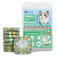 Pañales Pet Soft para gatos con diseño floral, cómodos y prácticos.