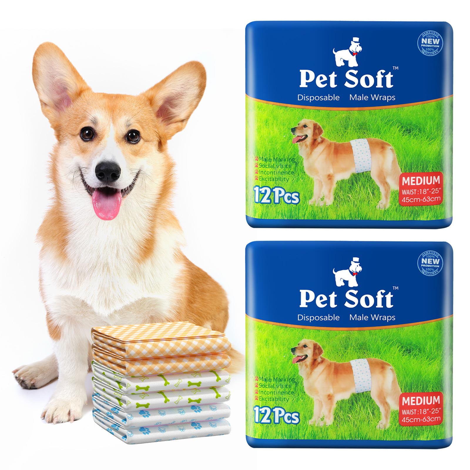 Pañales Pet Soft Machos en empaque, protección lista para paseos