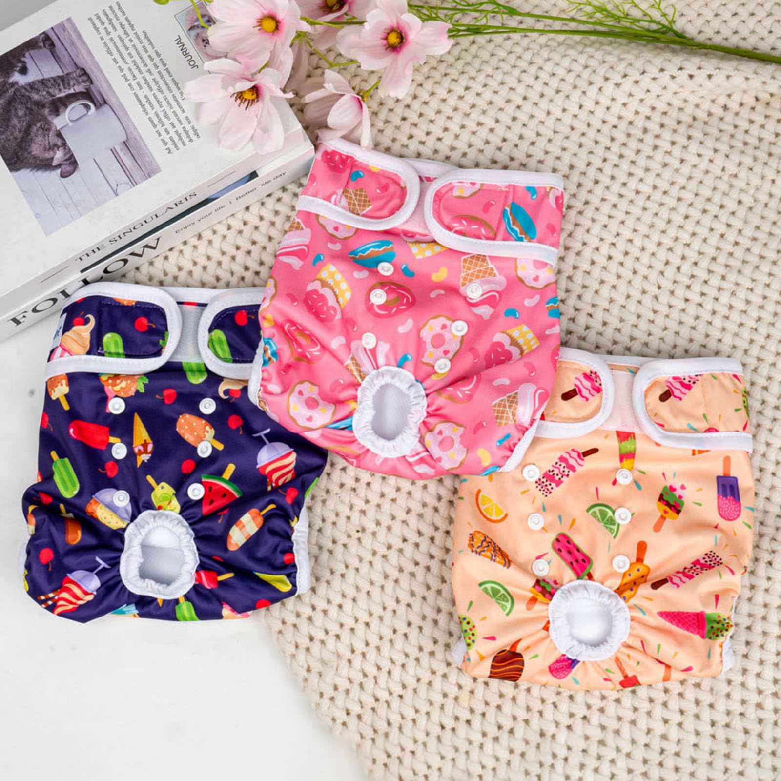 Paquete de 3 pañales Pet Soft listos para múltiples mascotas.