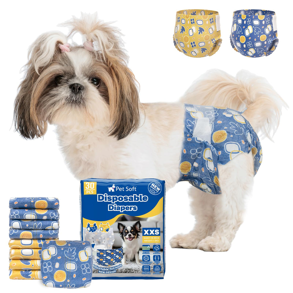 Pañales Pet Soft XXS para perras con indicador de humedad para mayor confort.