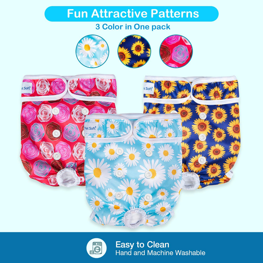 Pañales Pet Soft para perras florales, talla l, fáciles de colocar