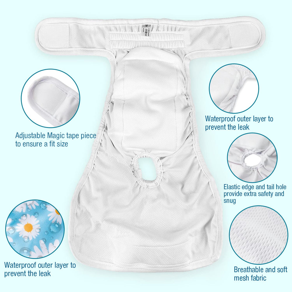 Pañales Pet Soft para perras florales, talla xl, sujeción con velcro