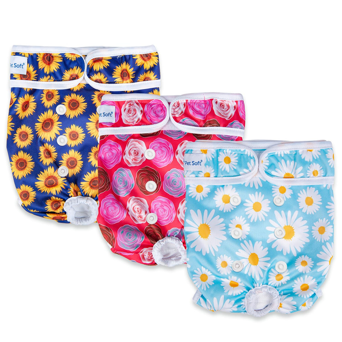 Pet Soft pañales para perras florales, talla xs, ajuste cómodo
