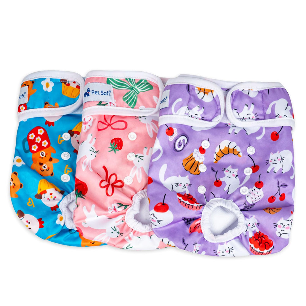 Pañales Pet Soft para hembras con ajuste ajustable para mejor comodidad.