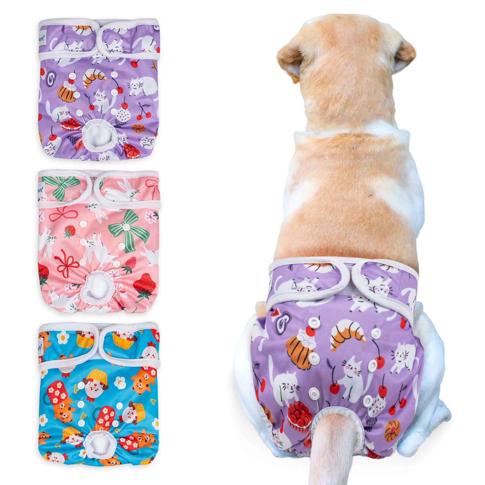 Pañales Pet Soft reutilizables para múltiples lavados y uso prolongado.