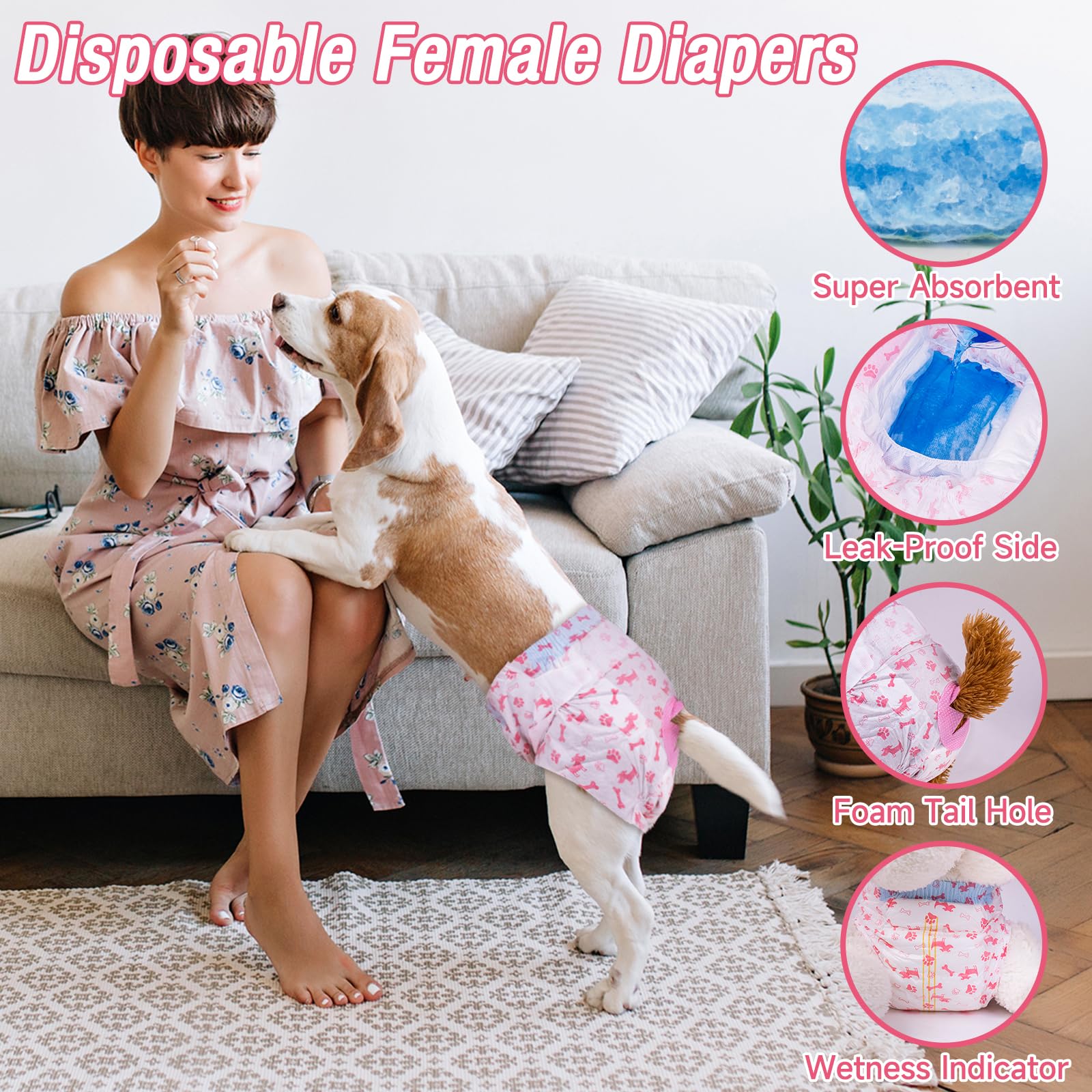 Pañales Pet Soft con indicador de humedad para avisar cuando cambiar.