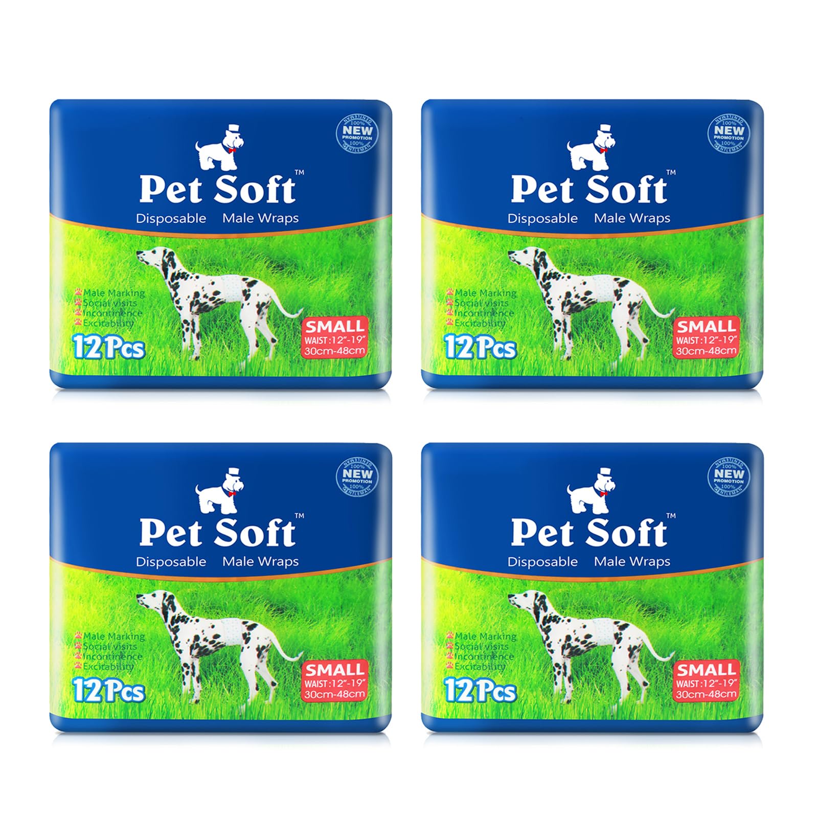 Pet Soft pañales para perros machos, empaque práctico para almacenamiento.
