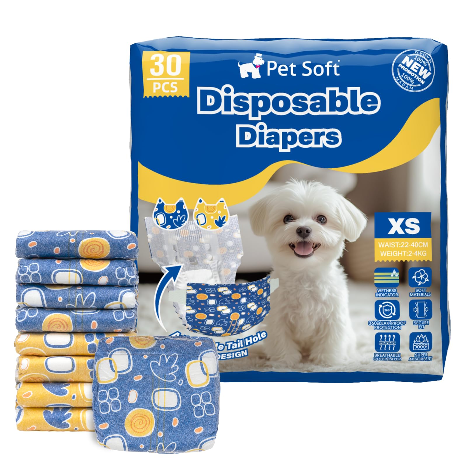 Pack de 30 panales Pet Soft talla XS.