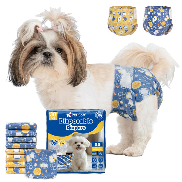 Panales Pet Soft para perro talla XS con diseños mixtos, ajuste cómodo.