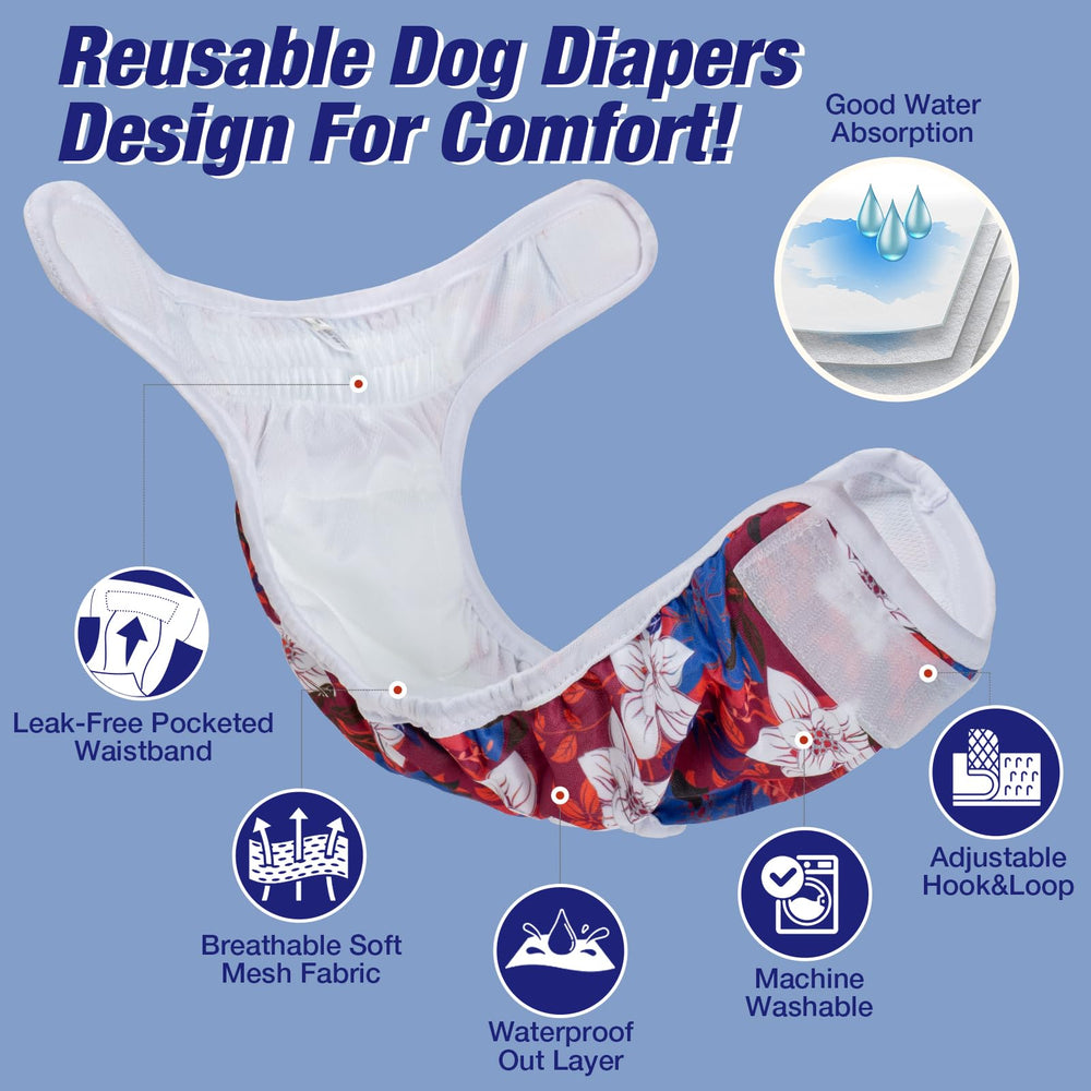 Pañales reutilizables Pet Soft Blossom XL con diseños divertidos para salir.