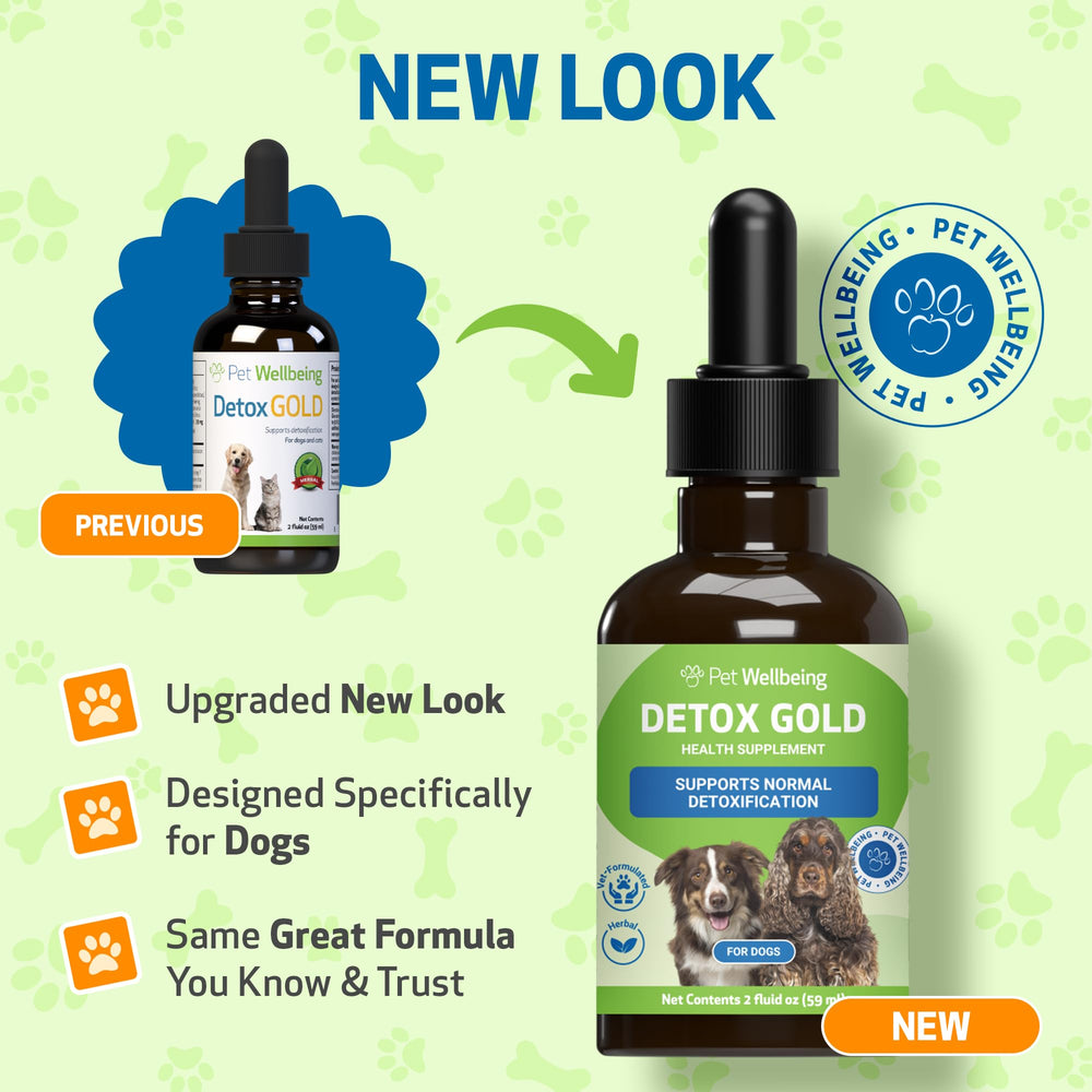 Pet Wellbeing Detox Gold, gotero para dosis fácil en perros.
